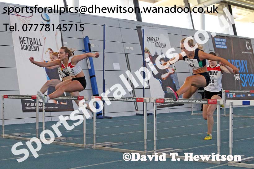 Women's 60 metres hurdles, NECAA Championships and Open Indoor Pentathlon, Gateshead College Academy of Sport. Photo: David T. Hewitson/Sports for All Pics